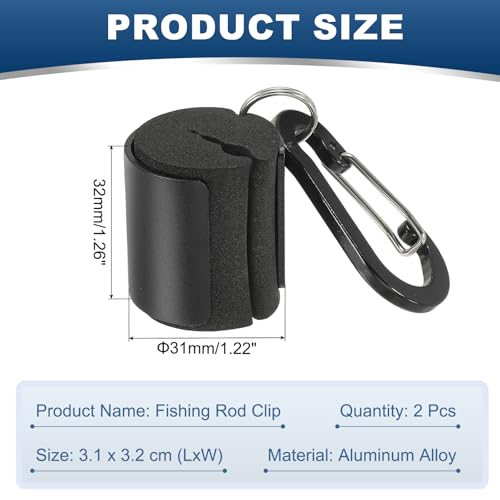 Fishing Rod Clips, Wearable Rod Holders with Keychain Portable Hand-Free - color: Black