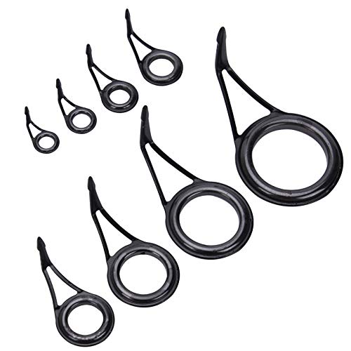 8pcs Fishing Rod Tip Repair Kit Rod Top Tips Replacement Fishing Rod Tips Stainless Steel Ceramic Ring Guide Tips - color: Single Leg Fishing Rod Guides_8pcs
