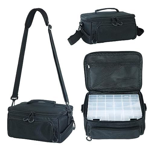 Fishing Tackle Bags Portable Fishing Tackle Storage Pack for Saltwater or Freshwater Fishing Bags with 3 Tackle Trays Padded Shoulder Strap