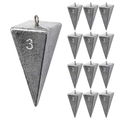 Pyramid Fishing Weights Sinkers for Fishing - size: 3oz, style: 12 Pack Kit