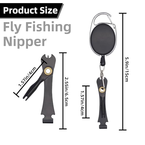 2PCS Fly Fishing Nipper – Multi-Function Knot Tying Tool, Line Clipper & Hook Eye Cleaner, 24" Retractor，Lightweight Fly Fishing Accessories
