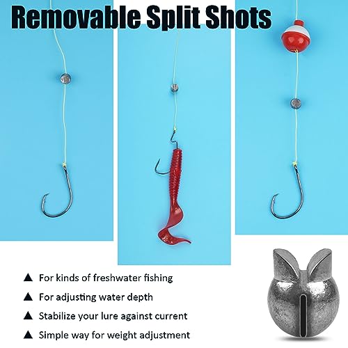 100pcs Split Shot Fishing Weights Removable Round Clip On Fly Fishing Line Sinkers Freshwater Saltwater Split Shot Fishing Sinkers Weights - style: 2g-100pcs