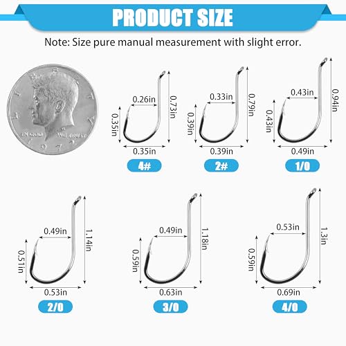 Octopus Fishing Hooks, 100pcs Offset Circle Hooks High Carbon Steel Catfish Hooks Freshwater Saltwater Fishing Gear Tackle 11 Sizes - size: 3/0-100pcs
