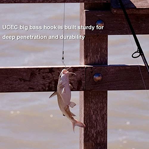 UCEC Fishing Hooks Offset Shank Worm Hooks Extra Wide Gap 2X Strong Carbon Steel Bait Jig for Bass Fishing Trout Catfish Saltwater Freshwater 1/0 2/0 3/0 4/0 5/0 30pcs/Box - size: 5/0 30pcs