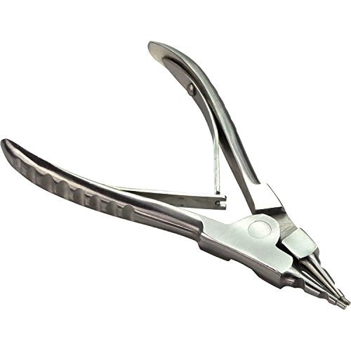 HTS 186P5 5" 2 Notch Bent Tip Stainless Steel Ring Opening Pliers - size: 186P5 5" 2 Notch Bent Tip