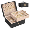 SONGMICS 2-Layer Jewelry Box Organizer, Jewelry Storage Case with Removable Tray and Handle, for Necklaces, Earrings, Rings, Bracelets, 6.7 x 8.1 x 3.7 Inches, Gift Idea, Black UJBC208BZ01S - color: Black