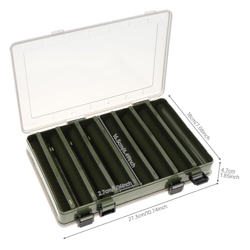 Double Sided 14 Compartments Fishing Tackle Boxes Fishing Lure Box Organizer, Fishing Bait Tackle Storage Case, Container Box for Jewelry Beads Earring Hook (Green) - color: Green