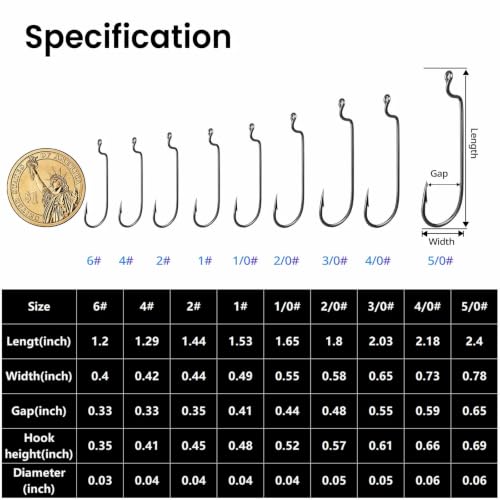 EWG Hooks for Bass Fishing,50Pcs/100Pcs Texas Carolina Rig Hooks Worm Hook Weedless/Inline for Soft Plastic Baits Saltwater - size: 3/0_50pcs