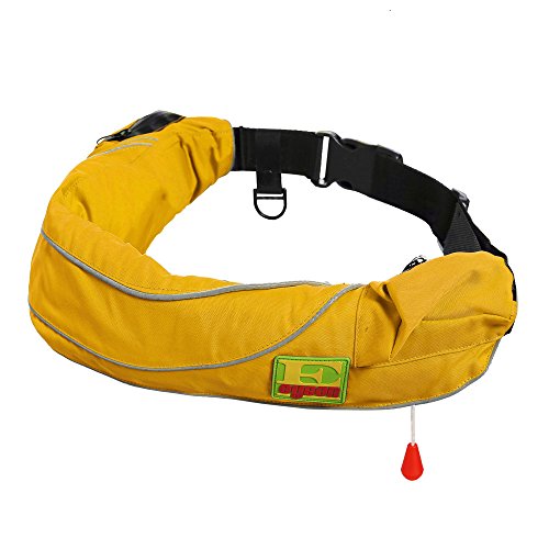 Top Safety Life Belt Pack with Whistle - Auto Inflatable Slim Waist Belt Life Vest Preserver PFD for Boating Fishing Sailing Kayaking Surfing Paddling Rafting Swimming - Adjustable Life Saving Vest - color: Yellow
