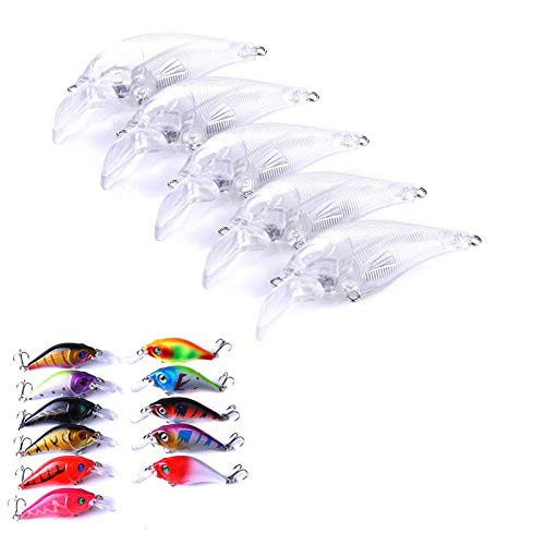 20pcs Unpainted Minnow Crankbaits, Fishing Lure Blanks, 7.5cm/2.95inch - 10.2g/0.02Lb, Bass, Alloy Steel, 13.6cm x 18cm x 1.8cm