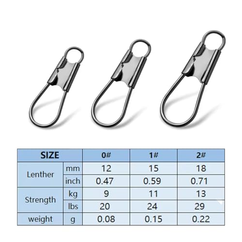 150pcs 3 Sizes Fishing Interlock Snaps Stainless Steel Safety Snap Fishing Clip Saltwater Freshwater Quick Change Fast Clip Connector Angler Gift