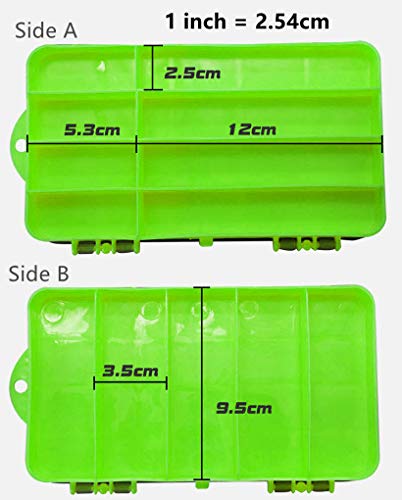 Toasis Two Sided Plastic Box Fishing Lure Storage Container Organizer Small Fishing Tackle Box - color: Green-2pcs