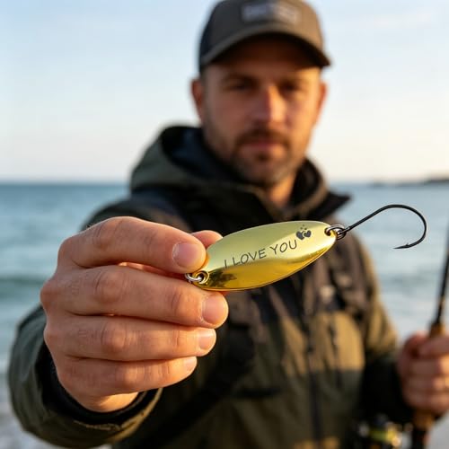 Personalized Engraved Spoon Fishing Lure Custom Text Metal Bait 5g 7g 10g 15g with Gift Box for Dad Fisherman Father's Day Birthday