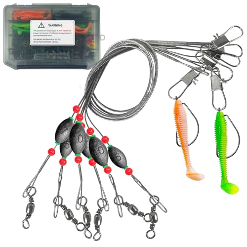 186 Pcs Saltwater Grouper Rigs Carolina Rig Surf Fishing Rigs with Egg Sinkers Hooks Soft Baits, Bottom Rig for Catfish Flounder Grouper Halibut Snapper