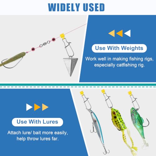 Fishing Line Sinker Slides- 30pcs Stainless Steel Braid Line Sinker Slider with Duo-Lock Snap High-Strength Line Weight Connectors for Saltwater Surf Fishing Rigs Catfishing - style: Yellow-30pcs