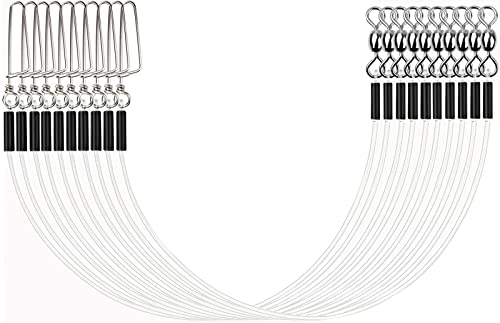 Fluorocarbon Fishing Leader,20LB-80LB Fluorocarbon Leaders for Saltwater Freshwater,100% Fluorocarbon Leaders Line with Swivels and Snap… - color: 12pcs, size: 20in-60lb