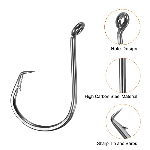 PATIKIL Fishing Circle Hooks, Carbon Steel Offset Hook with Barbs for Freshwater Saltwater - size: 34mm/1.34"