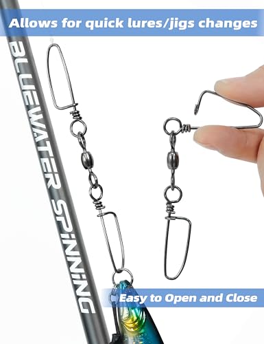 BLUEWING 10pcs Double Snap Swivels 75lbs, 135lbs, 200lbs, 300lbs Stainless Steel Coastlock Fishing Snap Swivel High Strength Saltwater Fishing Tackle Connector - size: 300lbs