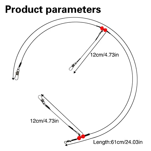 YOTO Fishing Leaders,Stainless Steel Tackle Rig with Tackle Lure Swivels Snaps, Saltwater rig Wire Leader Fishing Leader Wire Bottom rigs for Saltwater - color: Black Fishing Leaders, style: 2arm-12pcs