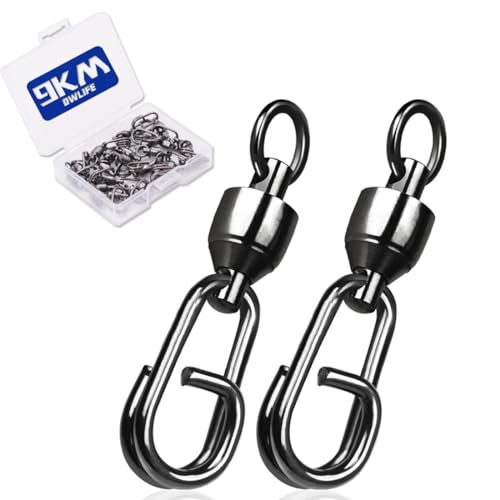 9KM DWLIFE Fishing Swivels & Snaps 25Pcs & Quick Change SnapsHigh Strength Snap Swivels Stainless Ball Bearing Fishing Swivels Freshwater/Freshwater - size: 5# A-25pcs