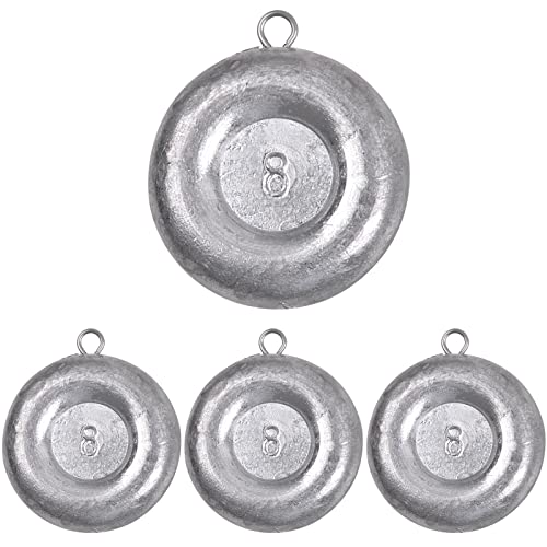 Disc Sinkers Fishing Weights Coin Sinkers Saltwater Surf Fishing Weights Bottom Fishing Drifting Trolling Catfishing Fishing Sinkers Weights Saltwater Tackle 1oz 2oz 3oz 4oz 5oz 6oz 8oz - style: 8oz-4pcs