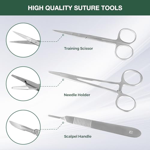 Ultrassist Suture Practice Kit for Medical Students,Suture Practice Pad with Realistic Suture Tools for Medical Training, Nursing Doctor (Replaceable Silicone Pad)
