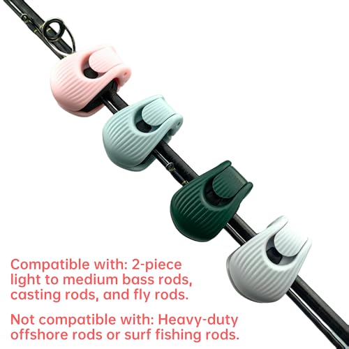 Fishing Rods Belt Rod Straps, Fishing Rod Clip Fit for Casting Rods, Spinning Rods Bass Rod and Fly Rods (4 Color, 4 pcs) (PINK) - color: PINK