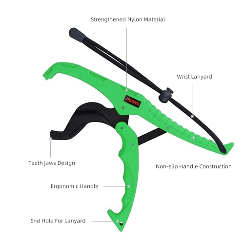 RUNCL Fishing Plier & Fish Lip Gripper Kit, Multi-Function Fishing Tools for Men, Premium Saltwater & Freshwater Fishing Gear, Ultimate Fishing Remover Extractor, Ideal Fishing Gifts for Men - style: 8" Green Plier Gripper Kit