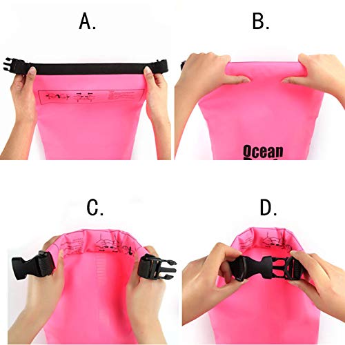 2L/3L/5L/10L/15L/20L/30L 500D Tarpaulin Heavey-Duty PVC Water Proof Dry Bag Sack for Kayaking/Boating/Canoeing/Fishing/Rafting/Swimming/Camping/Snowboarding - color: Pink, size: 10L