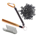 Reaction Tackle Wacky Rig Tool and O-Rings for Soft Plastic Worms, Bass Fishing Wacky Rig and Neko Rig Stick Bait Setup for Largemouth and Smallmouth - color: Gold Tool plus 125 O-rings +10 hooks