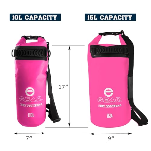 Enthusiast Gear Floating Cooler Bag Roll Top Insulated Dry Backpack – Leak Proof, Collapsible, Waterproof Cooler with Padded Shoulder Strap - Perfect for Kayaking Fishing Beach Hiking -15L - color: Pink