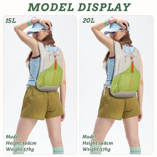 BECOJADDE 15L Small Hiking Backpack for Men Women Foldable Packable Back Pack Ultralight Hiking Daypack for Travel Camping Outdoor, Beige Green - color: Beige Green, size: 15L