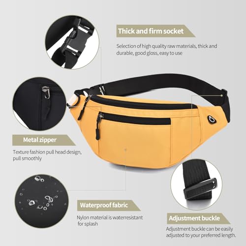 Crossbody Fanny Pack for Men&Women,Large Waist Bag & Hip Bum Bag with Adjustable Strap for Outdoors Workout Traveling Casual Running Hiking Cycling - color: Loop Cream White