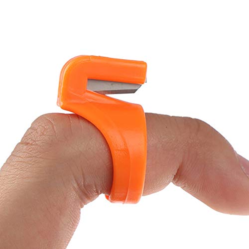 15 Pieces Finger Knife Ring Plastic Quilting Thread Cutter Thimble Sewing Accessories Handcraft DIY Tool with Blade for Cutting Yarn, Fishing Line, Weaving, Mixed Color