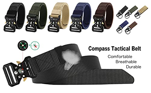 DOOPAI Tactical Belt for Men, 3Pack Military Nylon Web with Heavy Duty Quick Release Metal Buckle - color: 22-1 Black/Green/Brown With Compass, size: 28-42 Waist Adjustable 125 cm (3 Pack)