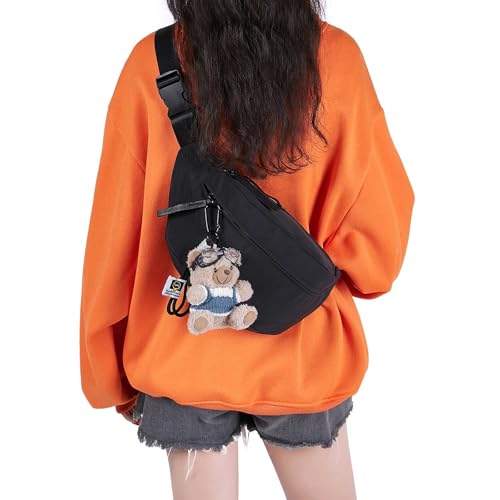 Large Capacity Nylon Women Sling Bags Girl Fanny Pack Light Weight Crossbody Bag Men Shoulder Bag Unisex Classic Waist Packs Purse Hiking Roomy Chest Bag, Easy Carry Any Phone,Wallet - color: Kakhi
