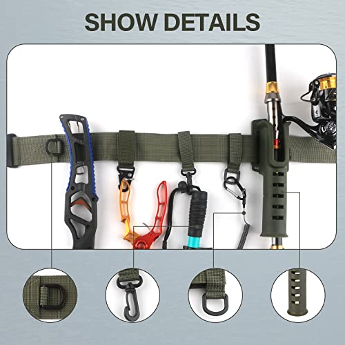 Fishing Wading Belt Rod Holder Adjustable Wader Waist Belt for Fly Surf Casting Spinning Pole Fishing Tool Tackle (Black) - color: Green