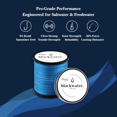 Blackwater Braid 8X Braided Fishing Line – Smooth, Strong UHMWPE Fiber – Abrasion Resistant, Zero Stretch – for Saltwater & Freshwater - color: Blue Camo, size: 8LB (150 Yards)