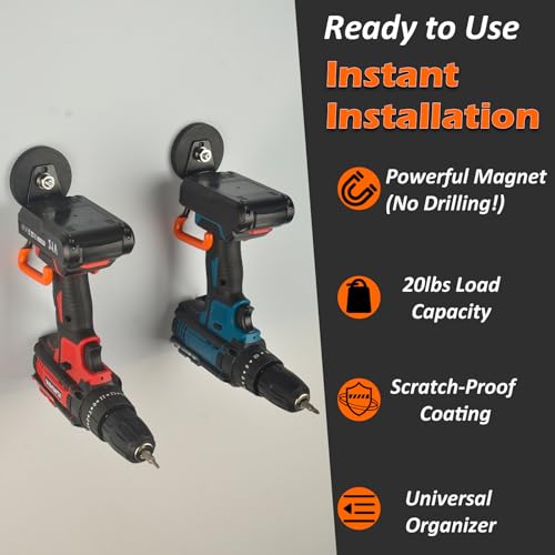 MUTUACTOR Updated Strong Magnetic Hooks,4PCS Scratch-Resistant Heavy Duty Garage Magnet Hook,20lbs Powerful Storage Tool Hooks for Organizing Cordless Impact Drivers,Garden Shovel Tool Box - style: Updated 2.6in Magnet M Red Hooks 4PCS
