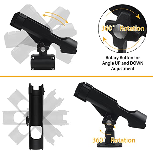 Fishing Rod Holder for Boat Adjustable 360° Rotation Hands-Free Fishing Pole Rod Racks No-Drill Rail Mount Rod Holders for Multi-Rod Setup Kayak, Pontoon, Boat Fishing - color: RH40 Multi-Positional Mounting 2pcs
