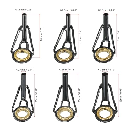 PATIKIL Fishing Rod Tip Repair Kit Stainless Steel Pole Ring Guide Replacement for Saltwater Freshwater Fishing - color: Golden, size: 1.8-2.8mm
