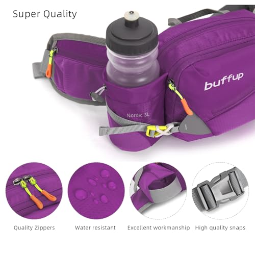 Lightweight Sports Fanny Pack with Bottle Holder,Waist Pack for Hiking,Running,Cycling & Outdoor Adventures (Purple) - color: Purple