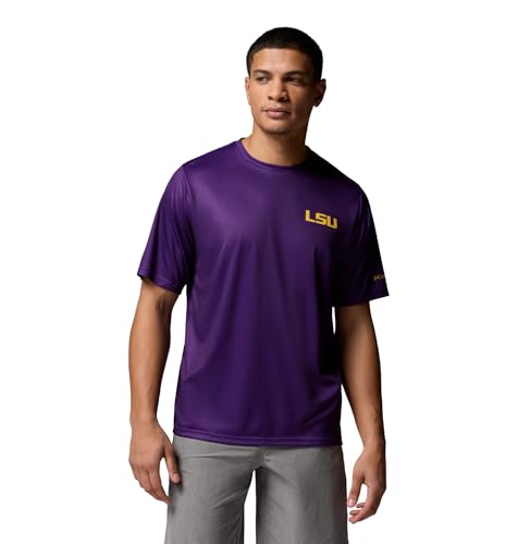 Columbia Men's Collegiate Terminal Tackle SS Shirt - color: Lsu - Vivid Purple Stateriot, size: Large