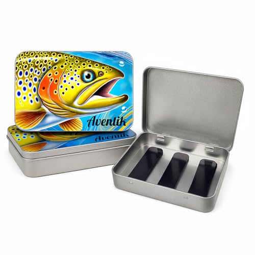 Aventik Fishing Tackle Tin Box Fish Tools Gift 3 Pack or 6 Pack Metal Storage Case for Fishing Hooks Lures Wet & Dry Flies Storage Tackle Organizer for Anglers and Outdoor Travel（three magnetinsert) - style: 3pc with magnet insert