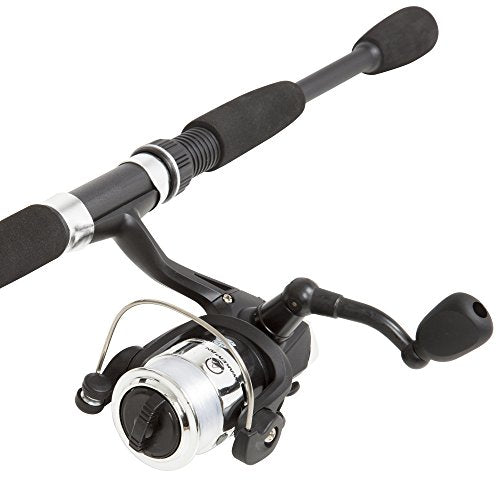 Wakeman Fiberglass Fishing Rod and Reel Combo – 2-Piece 65-Inch Medium Action Spinning Rod Set for Lake Fishing - color: Black