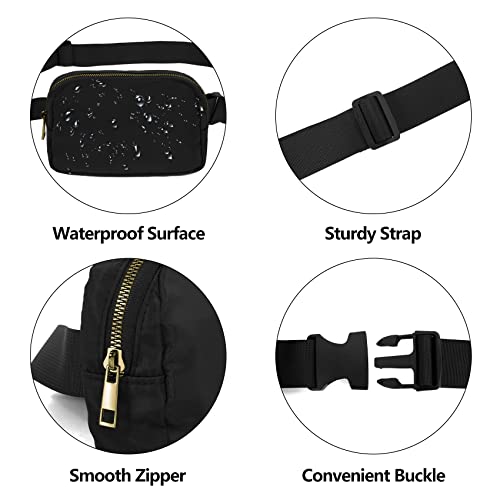 VOROLO Fanny Pack For Women And Men Crossbody Bag Belt Bag | Adjustable Strap Graduation Gifts Lightweight Travel Running - color: Black+Blue