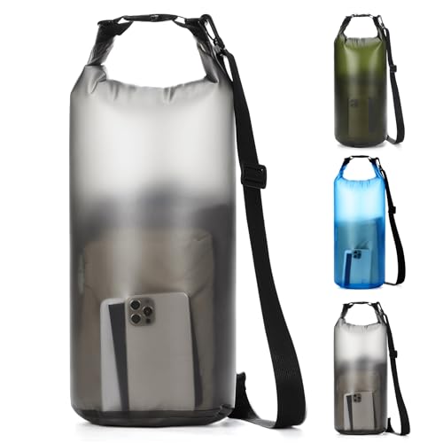 Dry Bags for Kayaking Waterproof, 5L/10L Dry Storage Bag, Roll Top Wet Bag for Swimming, Boating, Fishing,Camping & Beach - color: black-10L, size: 10L