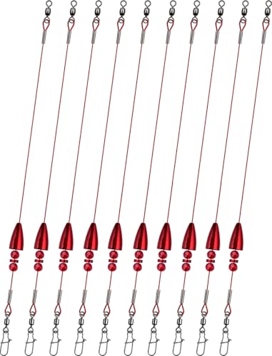 Texas Rigs 10 Pack, Pre-Rigged Bass Fishing Rig with Bullet Weight, Swivel & Snap, Weedless Soft Plastic Rig for Largemouth & Smallmouth Bass - color: Blood, size: 1/2oz