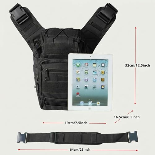 Tactical Sling Backpack for Men，Military Sport Bag Pack Sling Shoulder Backpack Tactical Crossbody Bag EDC Molle Assault Range Bag Chest Pack for Hiking Camping Outdoor - Black - color: Black