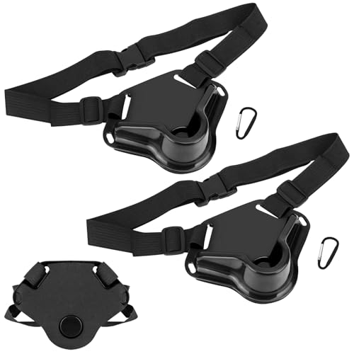 SANLIKE 2PCS Adjustable Fishing Fighting Belt ABS Rod Waist Support Tackle | Soft EVA cushion eases belly pressure, quick adjust waist strap, deep rod slot, bonus metal clip for small tackle storage - color: Black Fishing Belt-- 2pcs